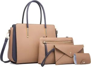 Women Fashion Handbags 4pcs Tote Bags Set Shoulder Bag Top Handle Satchels Purse