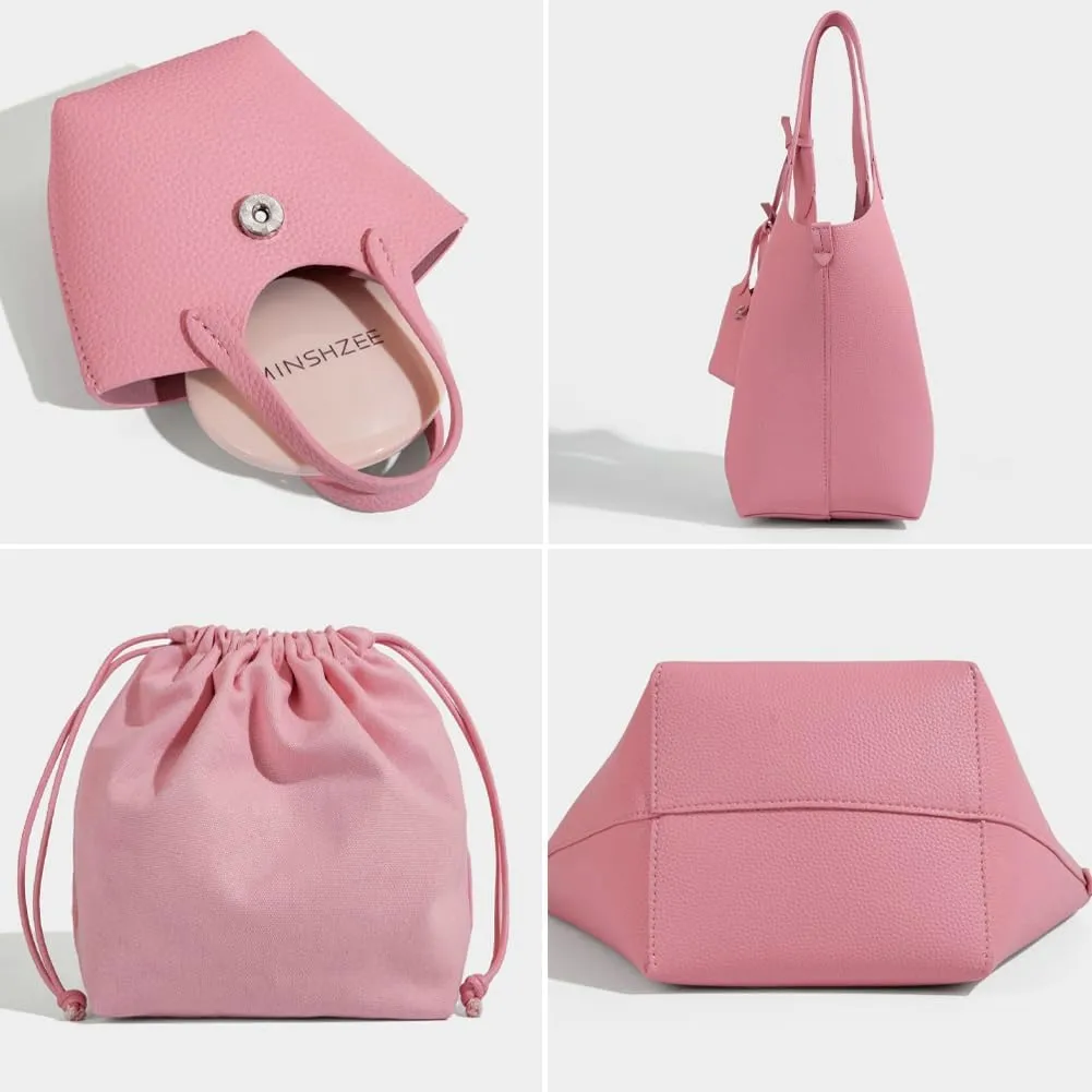 Women Trendy Bucket Shoulder Bag Vegan Leather Y2k Tote Crossbody Purse Large Working Handbags Top-handle Satchels
