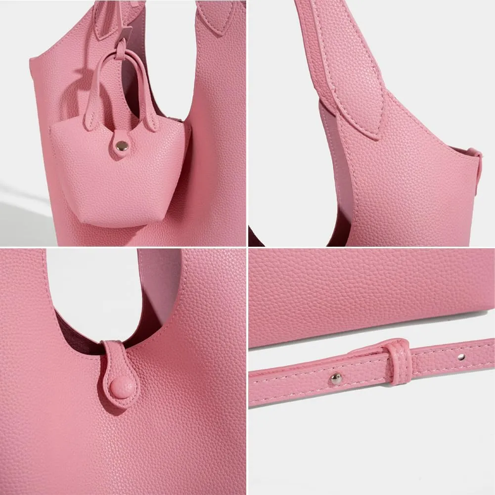 Women Trendy Bucket Shoulder Bag Vegan Leather Y2k Tote Crossbody Purse Large Working Handbags Top-handle Satchels