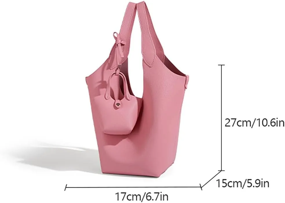 Women Trendy Bucket Shoulder Bag Vegan Leather Y2k Tote Crossbody Purse Large Working Handbags Top-handle Satchels