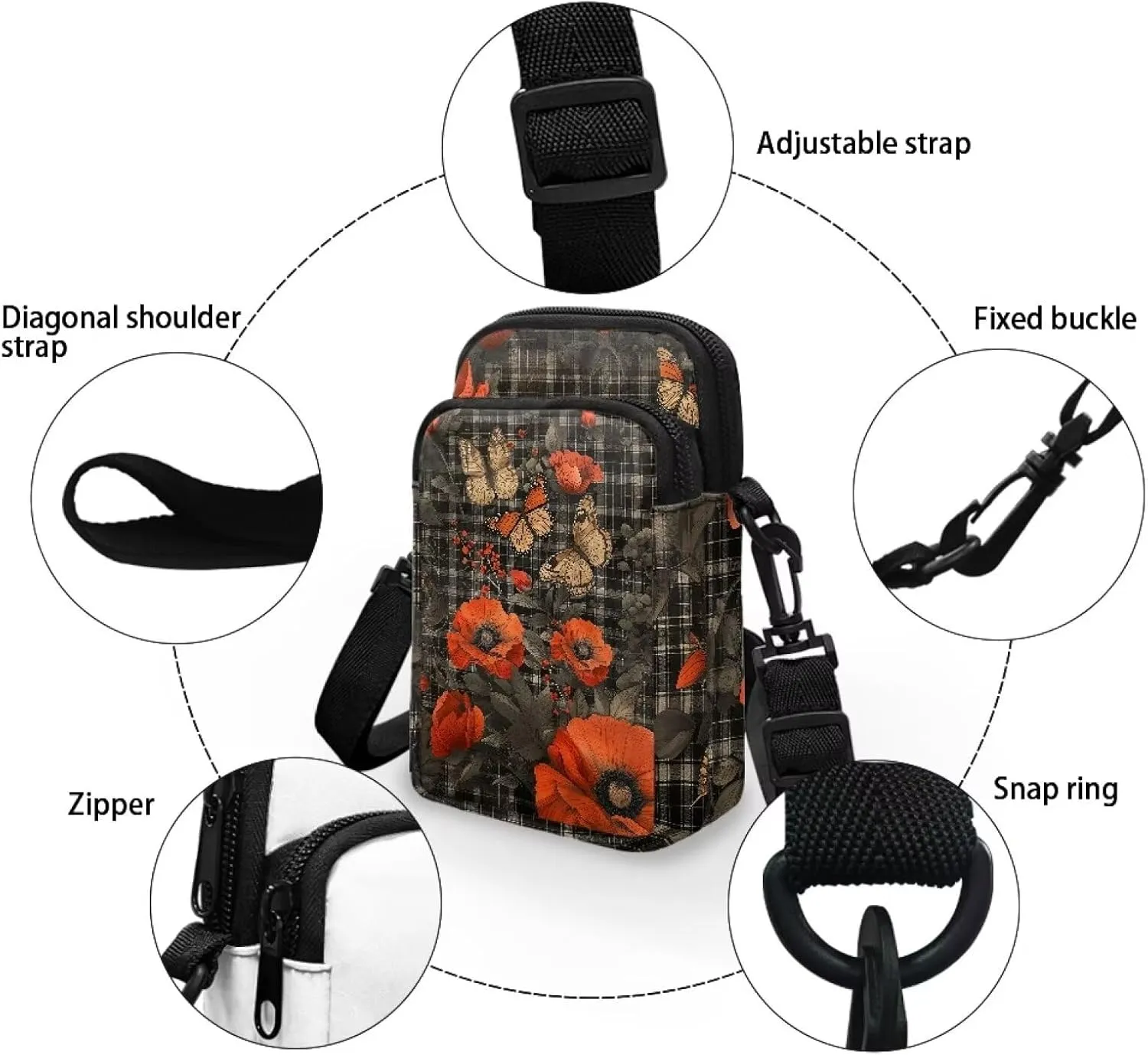 Women's 2 Layer Messenger Bags Portable Cross Bag Crossbody Handbags