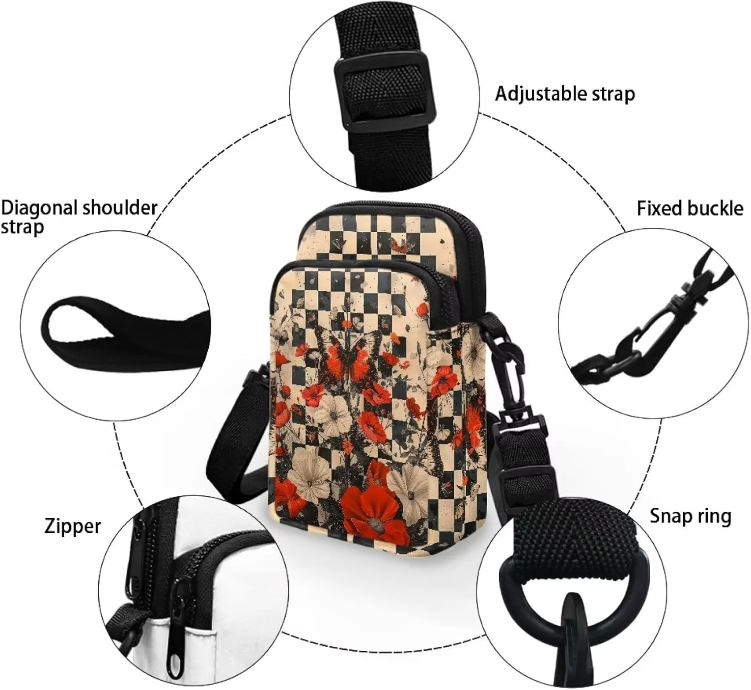 Women's 2 Layer Messenger Bags Portable Cross Bag Crossbody Handbags