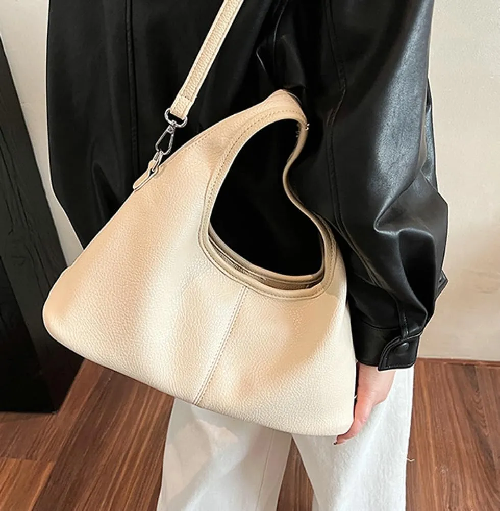 Womens Casual Dumpling Handbags Soft Vegan Leather Shoulder Crossbody Purse Small Trendy Zipper Tote Satchels