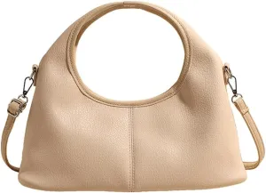 Womens Casual Dumpling Handbags Soft Vegan Leather Shoulder Crossbody Purse Small Trendy Zipper Tote Satchels