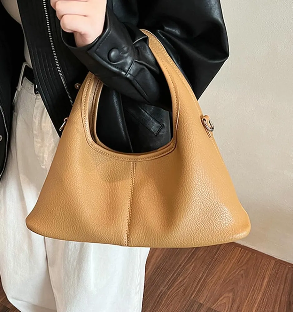 Womens Casual Dumpling Handbags Soft Vegan Leather Shoulder Crossbody Purse Small Trendy Zipper Tote Satchels