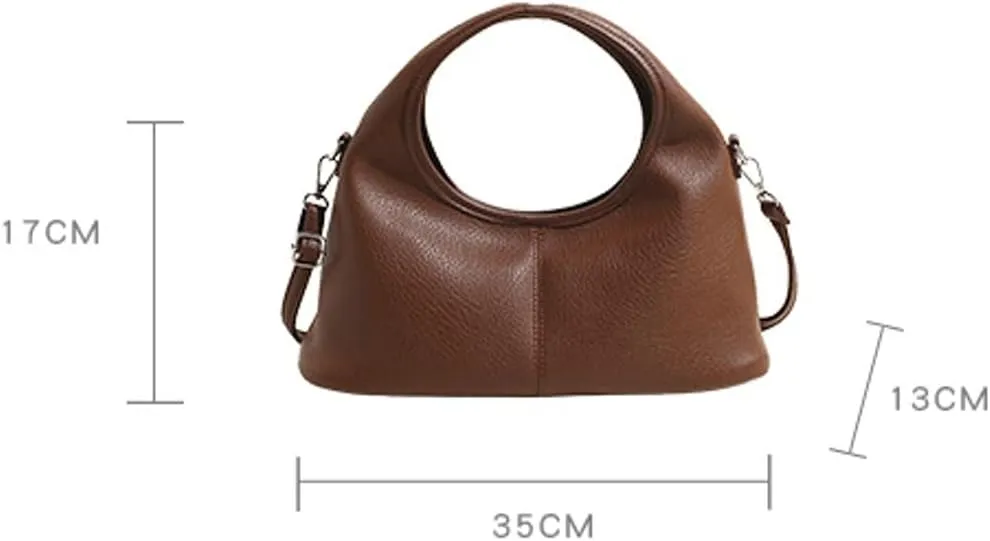 Womens Casual Dumpling Handbags Soft Vegan Leather Shoulder Crossbody Purse Small Trendy Zipper Tote Satchels