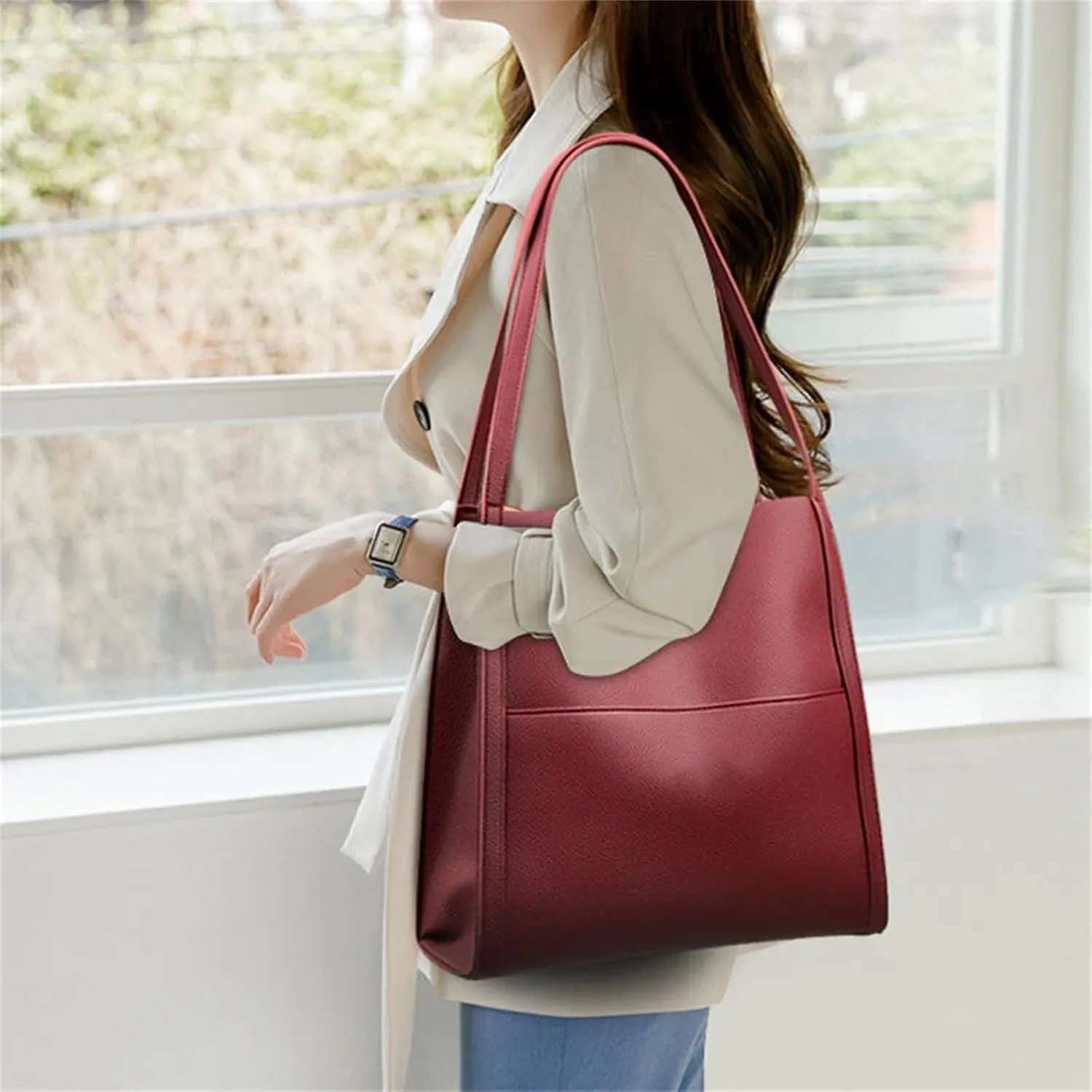 Women's Classic Satchel Bags Lightweight Tote Shoulder Bags Satchel Black Purses Medium Size Purse for Women