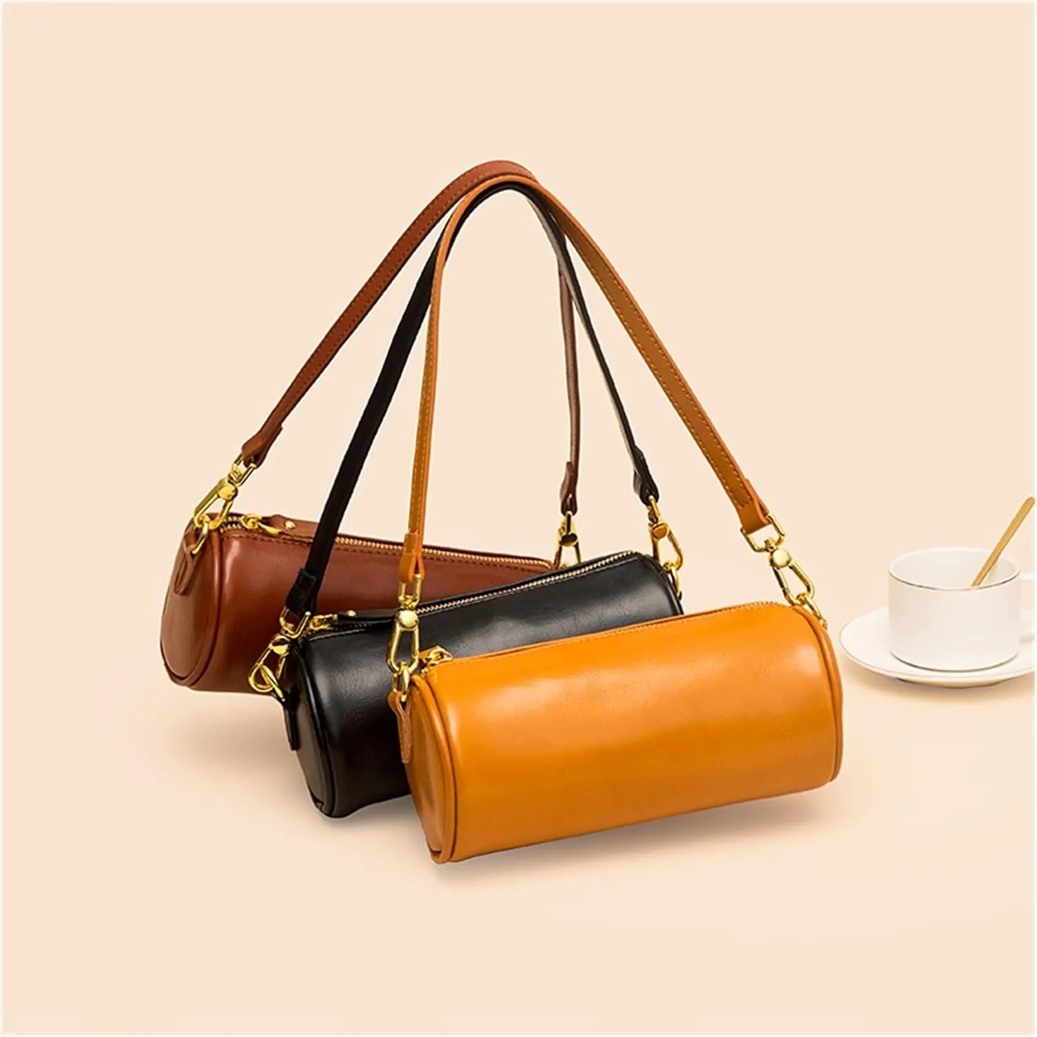 Womens Genuine Leather Shoulder Bags Small Messenger Bags Ladies Crossbody Bags For Women Shoulder Bags(Yellow)