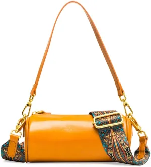 Womens Genuine Leather Shoulder Bags Small Messenger Bags Ladies Crossbody Bags For Women Shoulder Bags(Yellow)