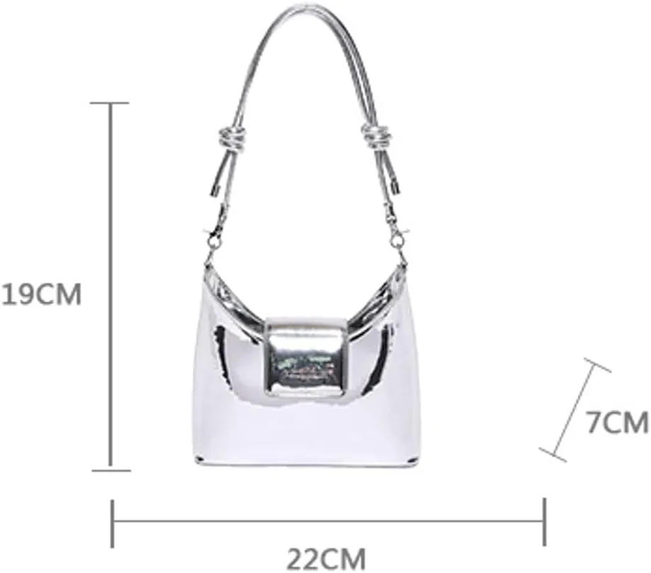 Women's Glossy Vegan Leather Shoulder Bag Small Y2k Crossbody Tote Purse Dumpling Handbag Top Handle Satchels