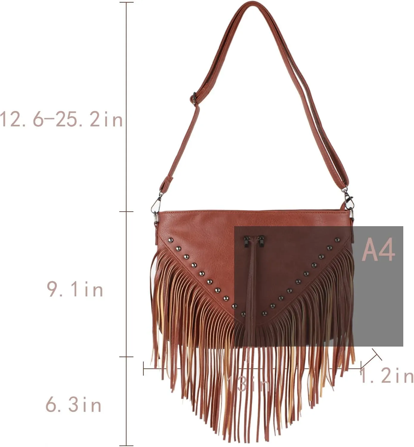 Womens Leather Fringe Messenger Bag Hobo Crossbody Tassel Shoulder Bags