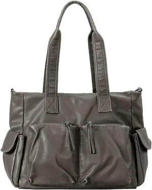 Womens Multi-Pocket Tote Bag Large Y2k Vintage Shoulder Crossbody Purse Soft Vegan Leather Handbags Satchels
