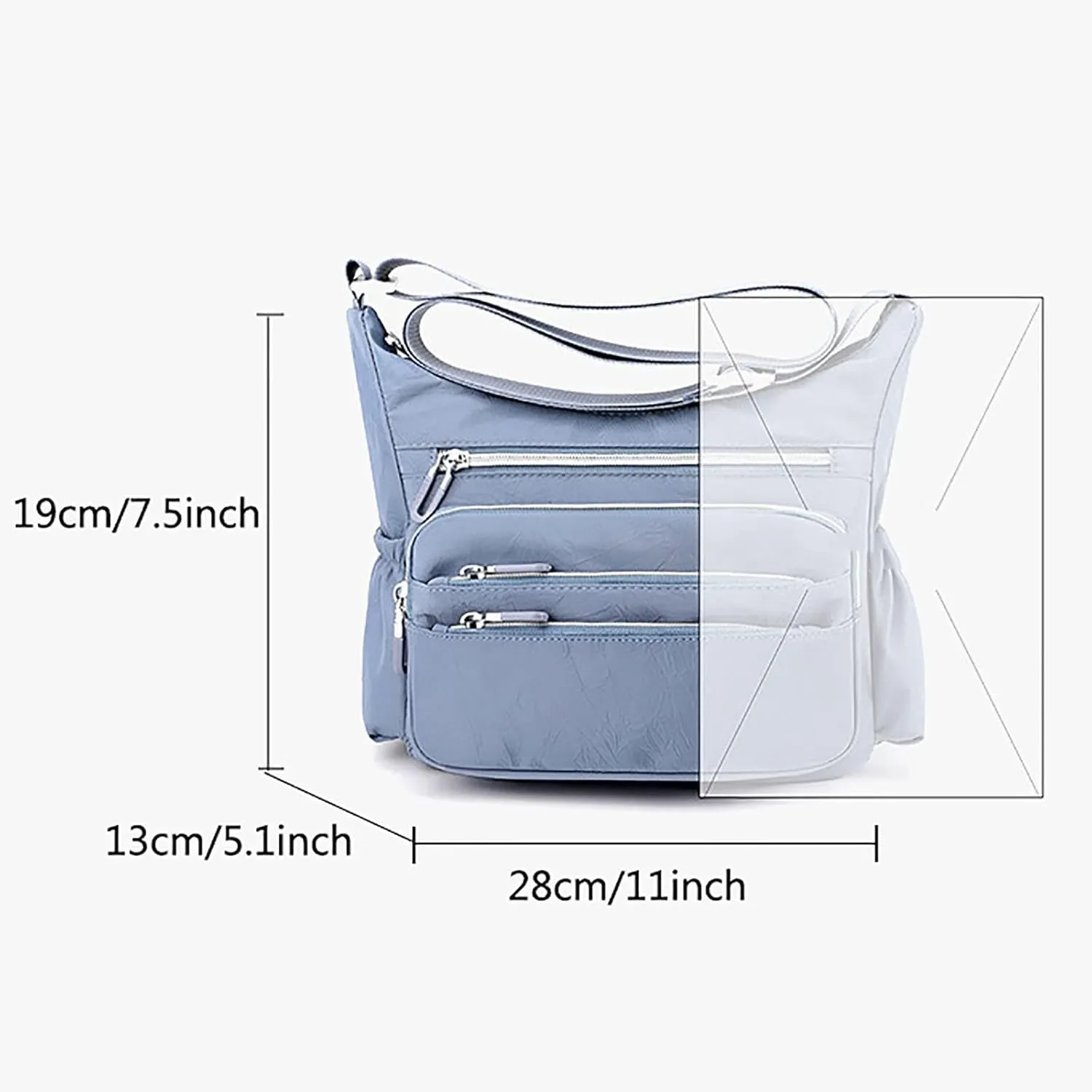 Womens Pocket Casual Crossbody Bag Ladies Shoulder Messenger Bag Handbag For Daily Use Travel Mens (Black, One Size)