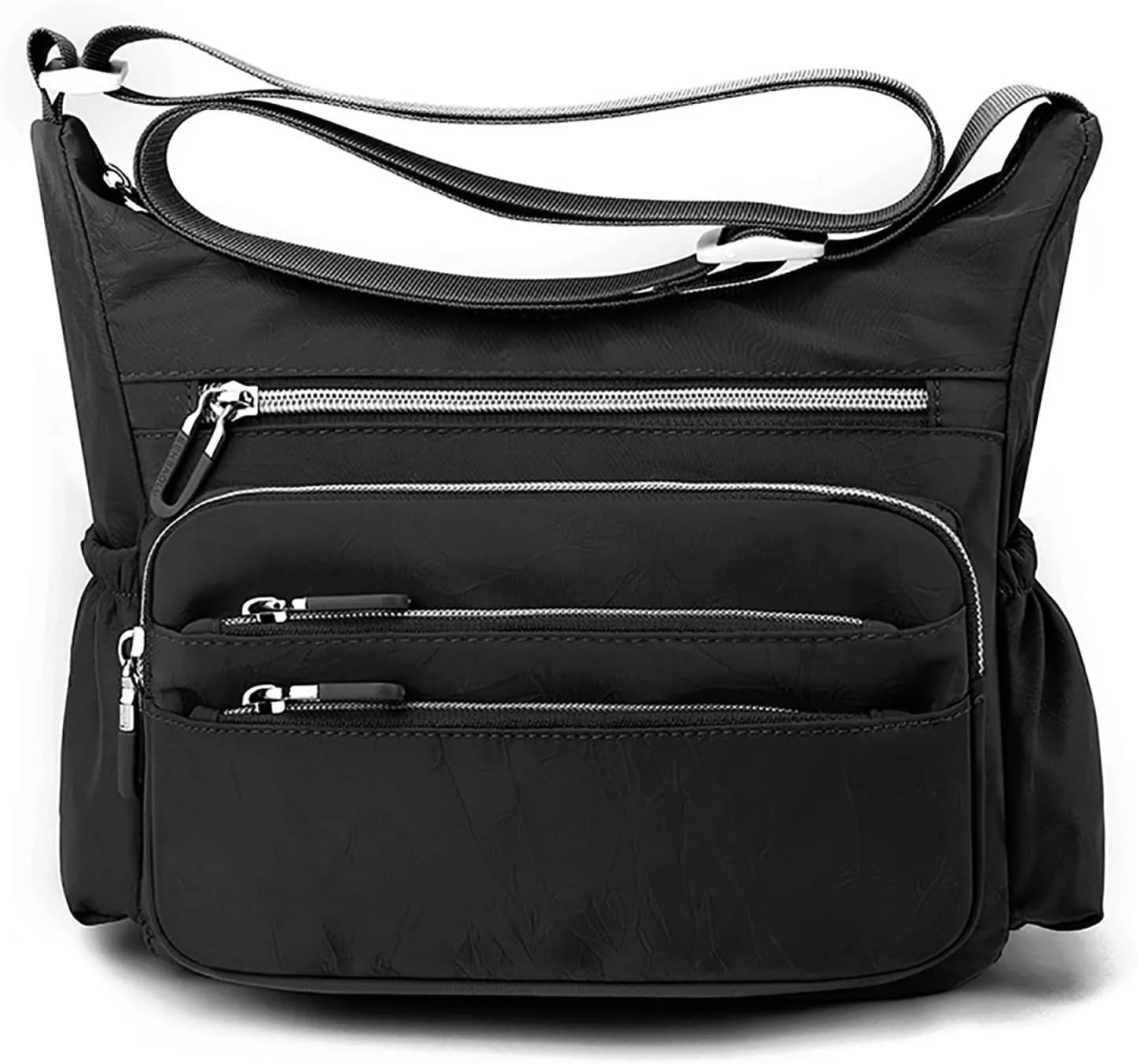 Womens Pocket Casual Crossbody Bag Ladies Shoulder Messenger Bag Handbag For Daily Use Travel Mens (Black, One Size)