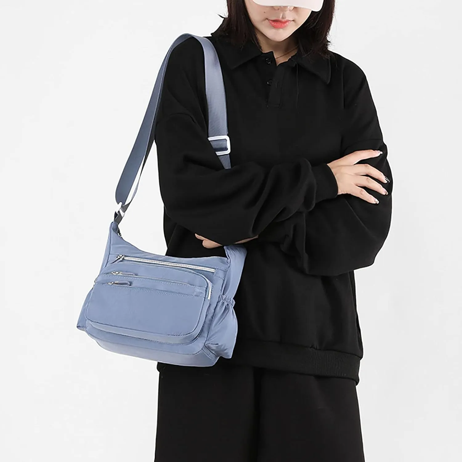 Womens Pocket Casual Crossbody Bag Ladies Shoulder Messenger Bag Handbag For Daily Use Travel Mens (BU1, One Size)