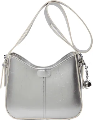Women's Pure Color Crossbody Bags and Handbags,Female Underarm Purses Elegant Bucket Bags Tote Bags Satchel Bags Silver