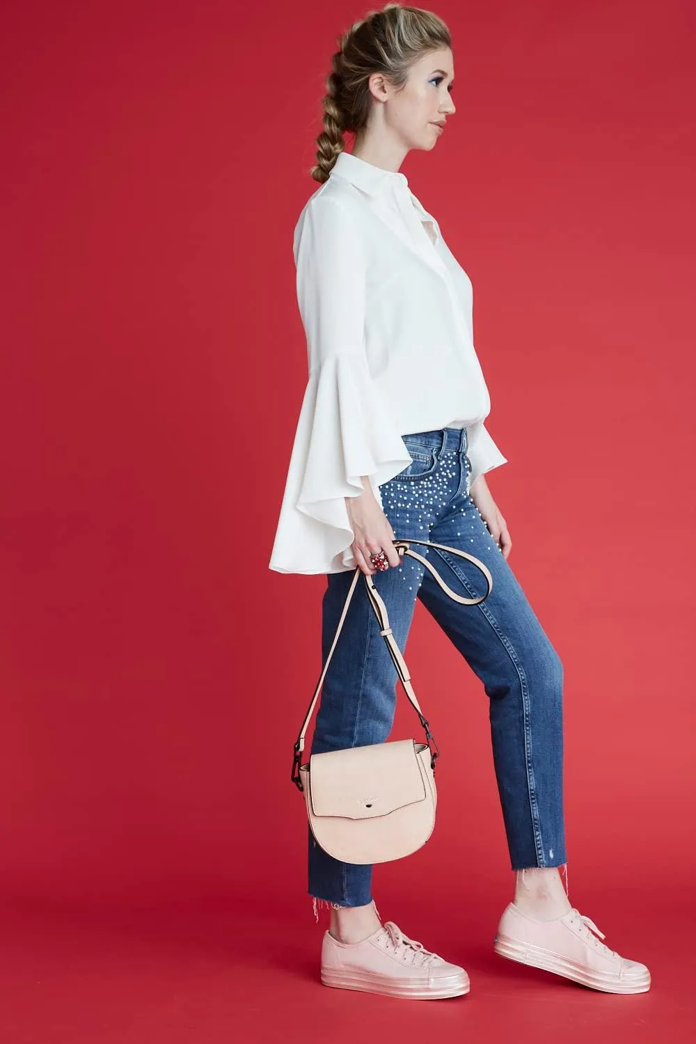 Women's Saddle Crossbody Peek-A-Boo Pocket Kitty Snout Hardware