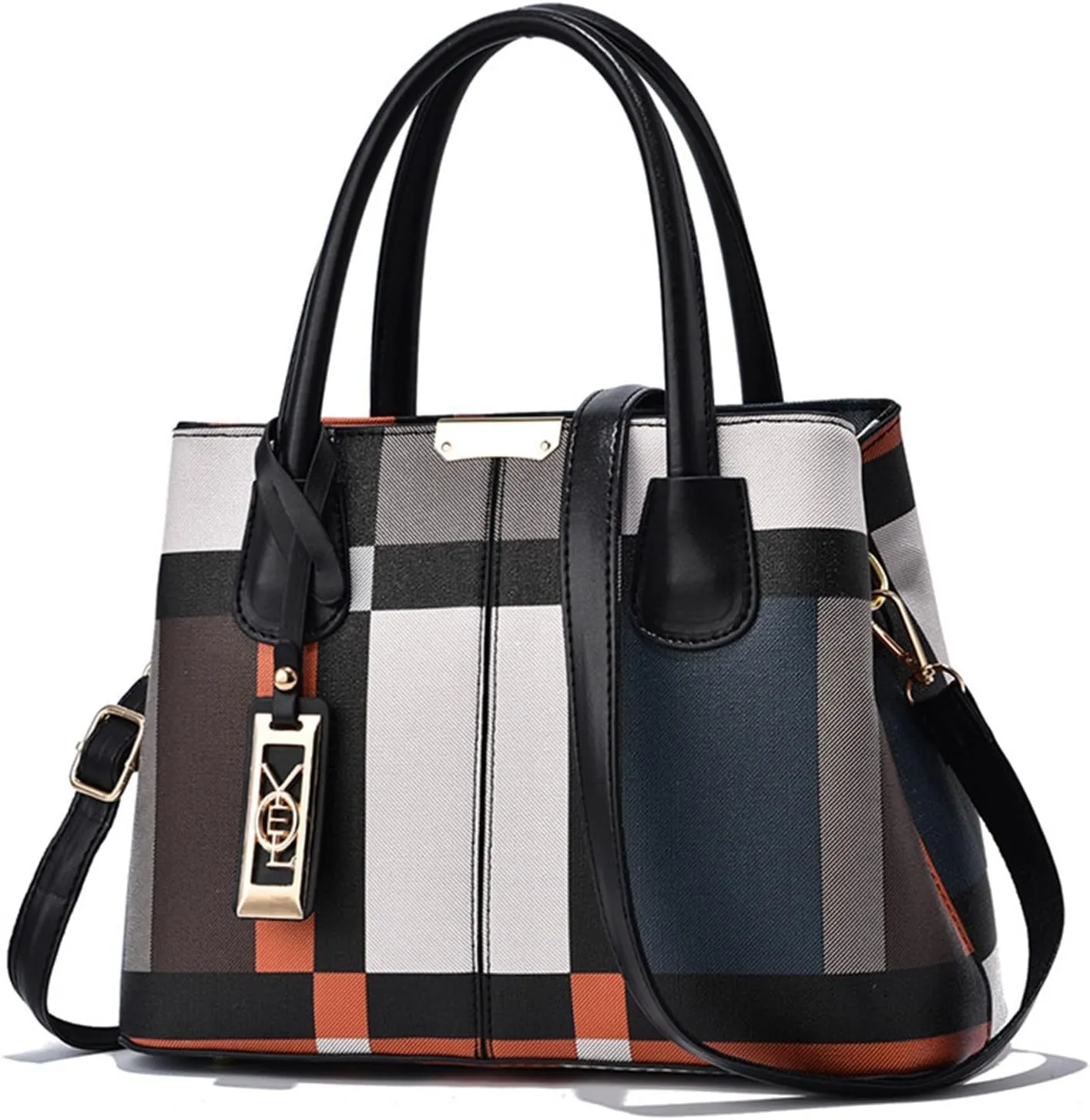 Womens Shoulder Shopping Handbags Roomy Multiple Pockets Bag Ladies Crossbody Purse Luxury Travel Bag(Black)