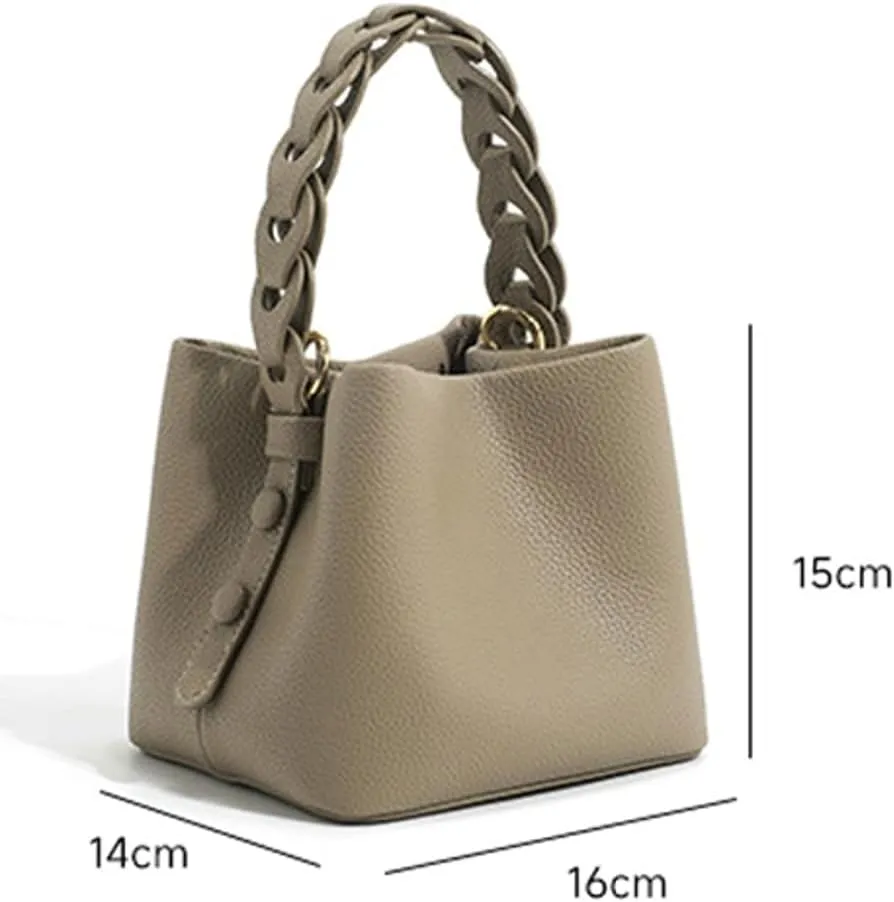 Women's Soft Vegan Leather Bucket Bag Small Drawstring Handbag Top-handle Purses Shoulder Crossbody Satchels