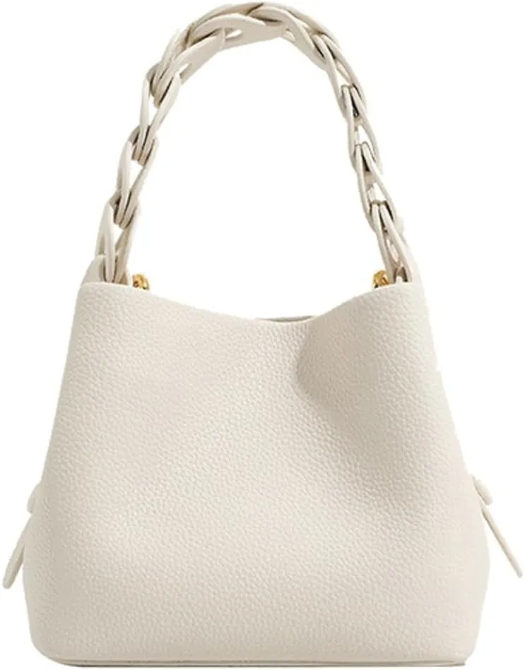 Women's Soft Vegan Leather Bucket Bag Small Drawstring Handbag Top-handle Purses Shoulder Crossbody Satchels