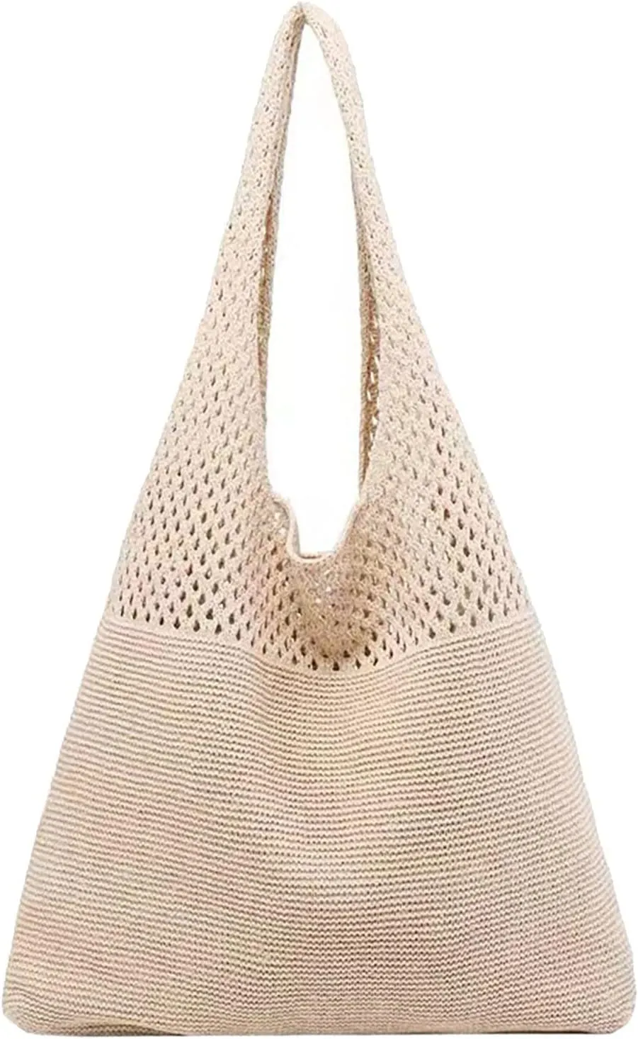 Women's Spring/Summer Portable Retro Hollow Knitted Handheld One Shoulder Vest Bag Women Shoulder Bags (Beige, One Size)