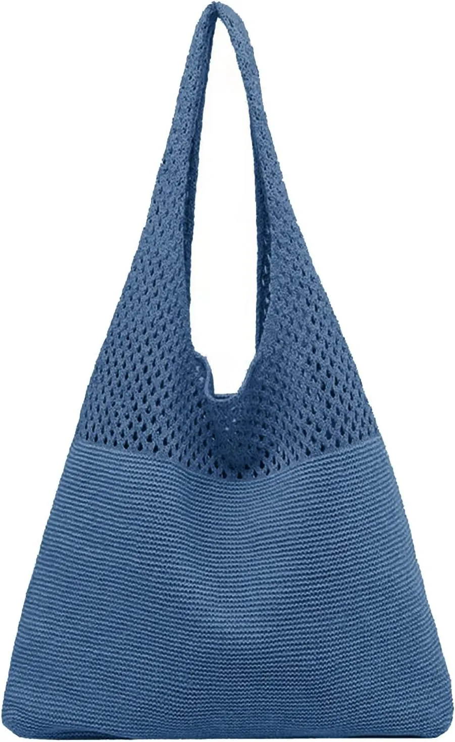 Women's Spring/Summer Portable Retro Hollow Knitted Handheld One Shoulder Vest Bag Women Shoulder Bags (Blue, One Size)