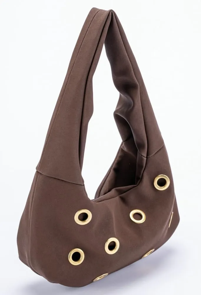 Womens Trendy Dumpling Shoulder Purse Small Y2k Handbags Vegan Leather Tote Bag Punk Rivet Underarm Satchels