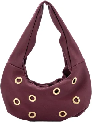 Womens Trendy Dumpling Shoulder Purse Small Y2k Handbags Vegan Leather Tote Bag Punk Rivet Underarm Satchels