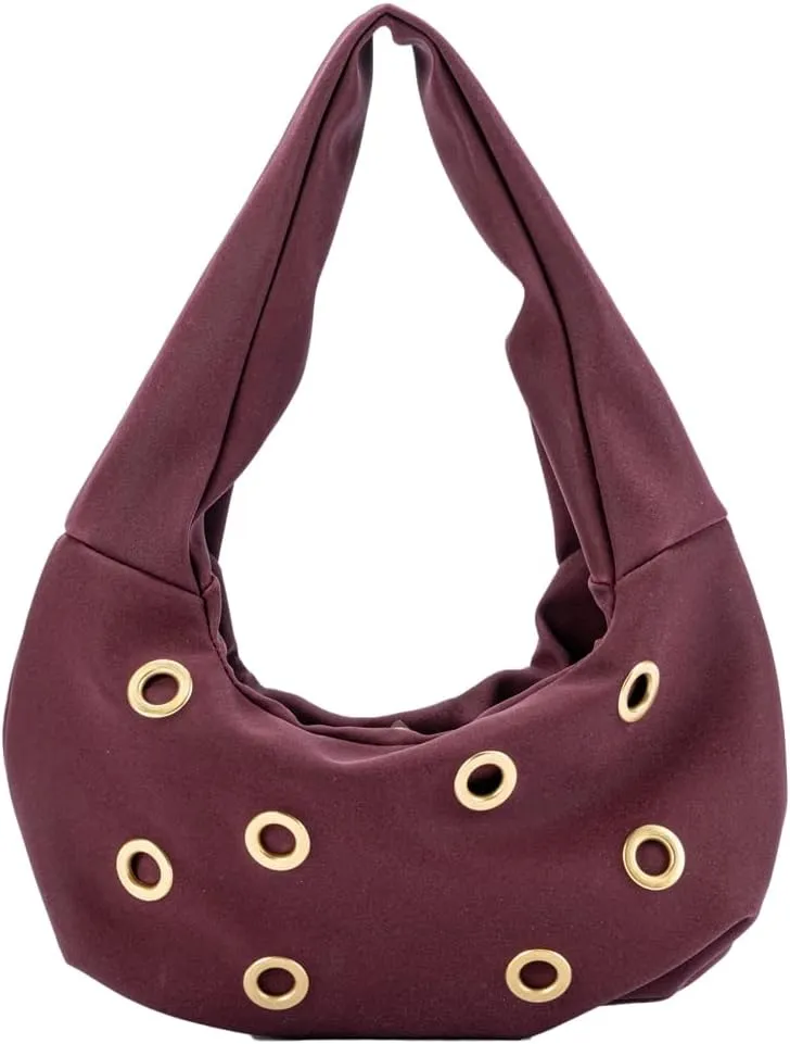 Womens Trendy Dumpling Shoulder Purse Small Y2k Handbags Vegan Leather Tote Bag Punk Rivet Underarm Satchels