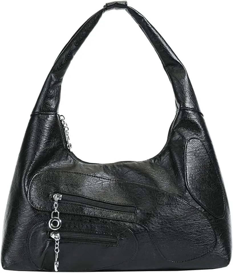 Womens Trendy Dumpling Shoulder Purse Soft Vegan Leather Tote Bag Large Y2k Zipper Handbags Satchels 2025