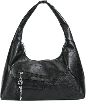 Womens Trendy Dumpling Shoulder Purse Soft Vegan Leather Tote Bag Large Y2k Zipper Handbags Satchels 2025