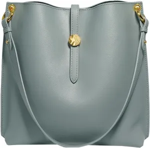 Womens Trendy Genuine Leather Shoulder Crossbody Bag Large Bucket Tote Purse Handbags Working Satchels 2pcs