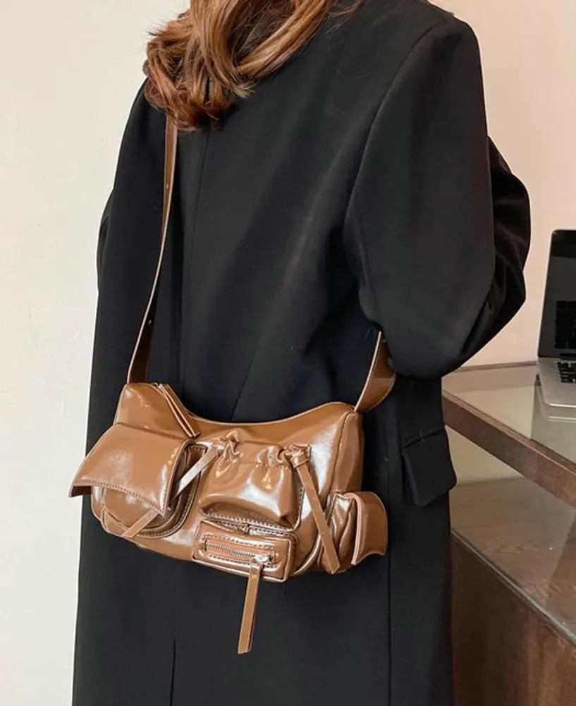 Womens Trendy Shoulder Tote Bag Small Y2k Vegan Leather Crossbody Purse Multi Pocket Handbags Top Handle Satchels