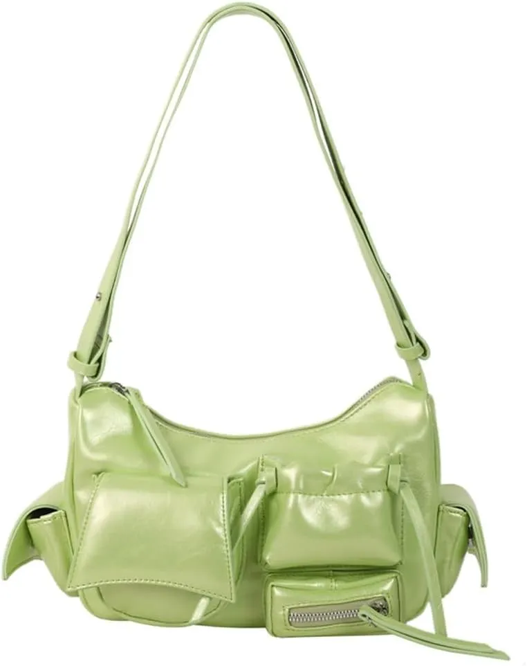 Womens Trendy Shoulder Tote Bag Small Y2k Vegan Leather Crossbody Purse Multi Pocket Handbags Top Handle Satchels