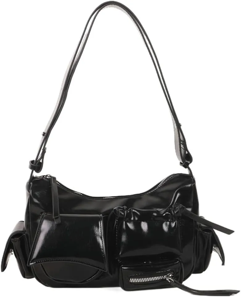 Womens Trendy Shoulder Tote Bag Small Y2k Vegan Leather Crossbody Purse Multi Pocket Handbags Top Handle Satchels