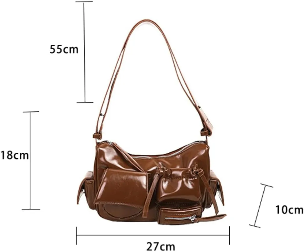 Womens Trendy Shoulder Tote Bag Small Y2k Vegan Leather Crossbody Purse Multi Pocket Handbags Top Handle Satchels