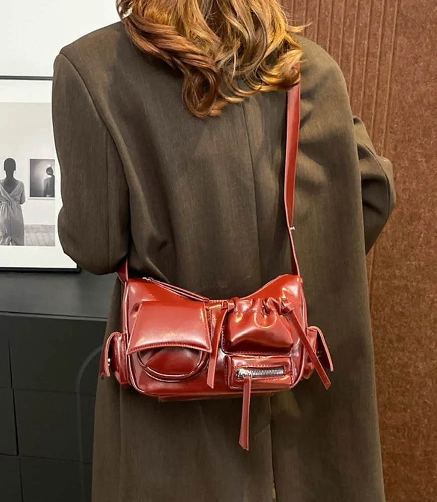 Womens Trendy Shoulder Tote Bag Small Y2k Vegan Leather Crossbody Purse Multi Pocket Handbags Top Handle Satchels