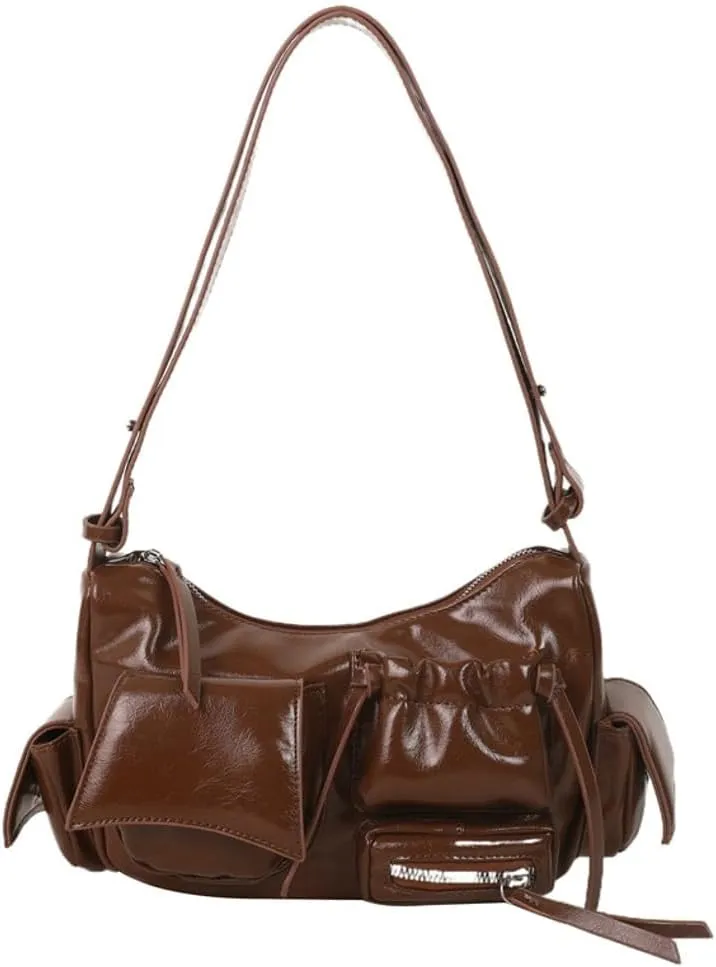 Womens Trendy Shoulder Tote Bag Small Y2k Vegan Leather Crossbody Purse Multi Pocket Handbags Top Handle Satchels