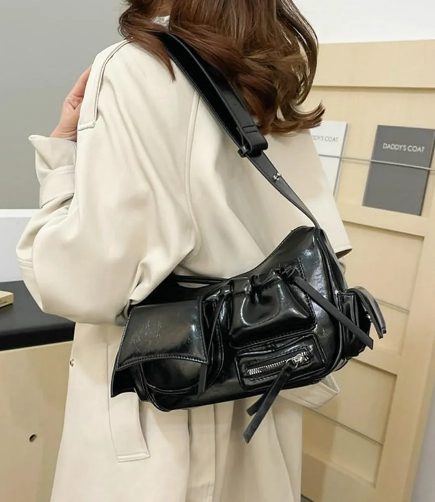 Womens Trendy Shoulder Tote Bag Small Y2k Vegan Leather Crossbody Purse Multi Pocket Handbags Top Handle Satchels