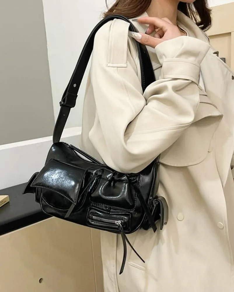Womens Trendy Shoulder Tote Bag Small Y2k Vegan Leather Crossbody Purse Multi Pocket Handbags Top Handle Satchels