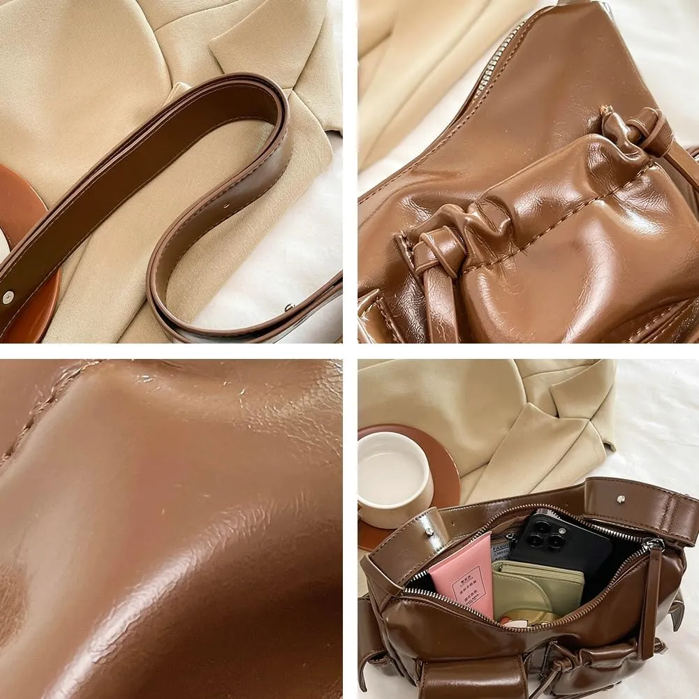 Womens Trendy Shoulder Tote Bag Small Y2k Vegan Leather Crossbody Purse Multi Pocket Handbags Top Handle Satchels
