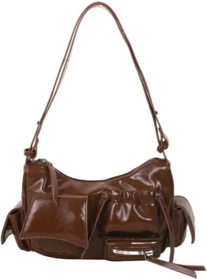 Womens Trendy Shoulder Tote Bag Small Y2k Vegan Leather Crossbody Purse Multi Pocket Handbags Top Handle Satchels