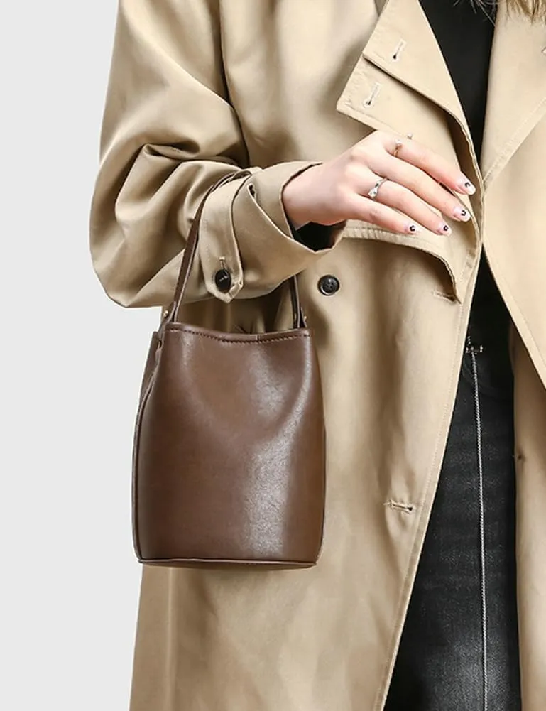 Womens Trendy Vegan Leather Bucket Bag Small Shoulder Purses Tote Handbags Ladies Chic Underarm Satchels