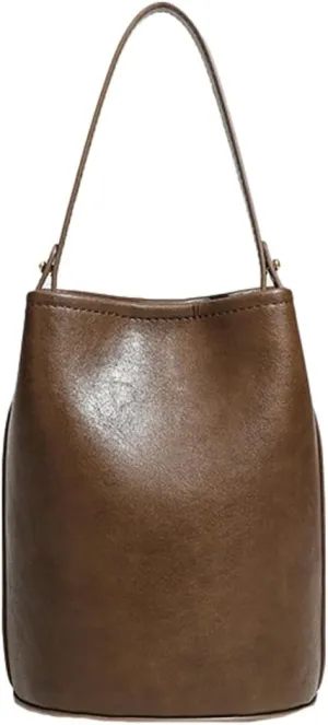 Womens Trendy Vegan Leather Bucket Bag Small Shoulder Purses Tote Handbags Ladies Chic Underarm Satchels