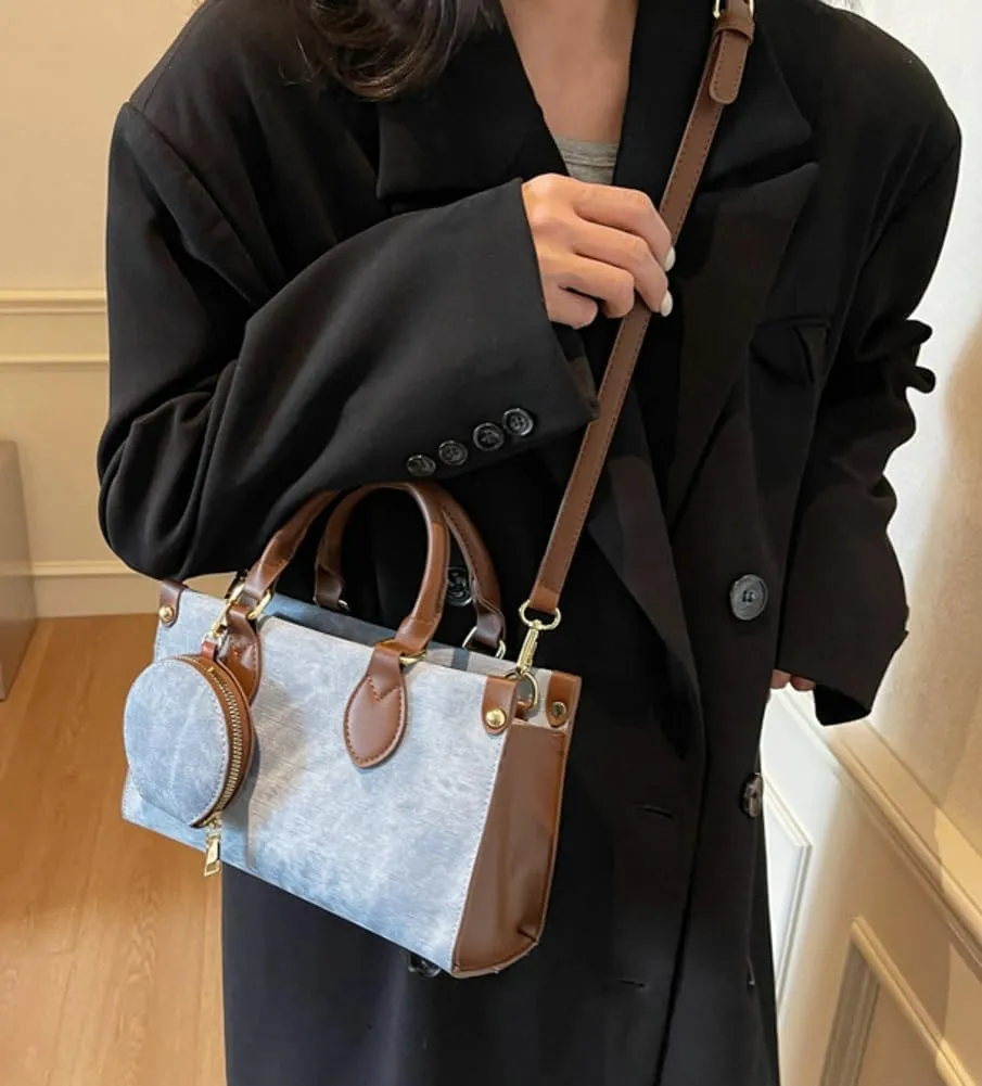 Women's Trendy Vegan Leather Clutch Purse Handbags Small Tote Bag Elegant Ladies Shoulder Crossbody Satchels