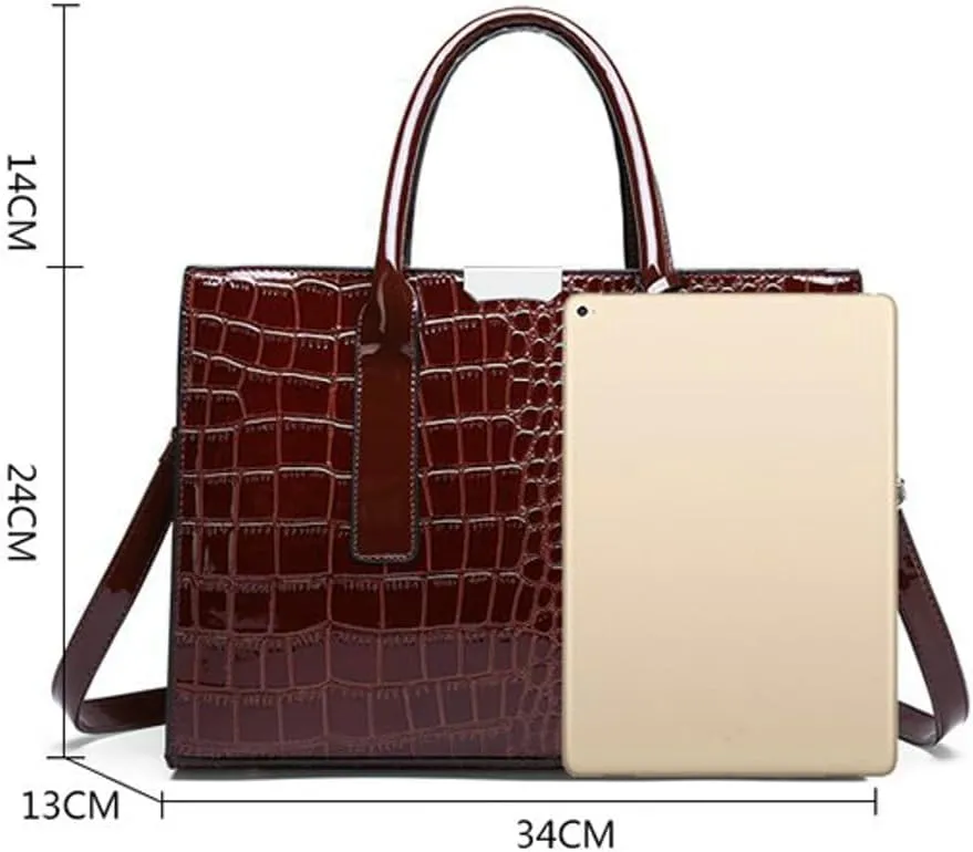 Womens Trendy Working Tote Bags Large Vegan Leather Shoulder Crossbody Purse Handbags Crocodile Satchels 2025
