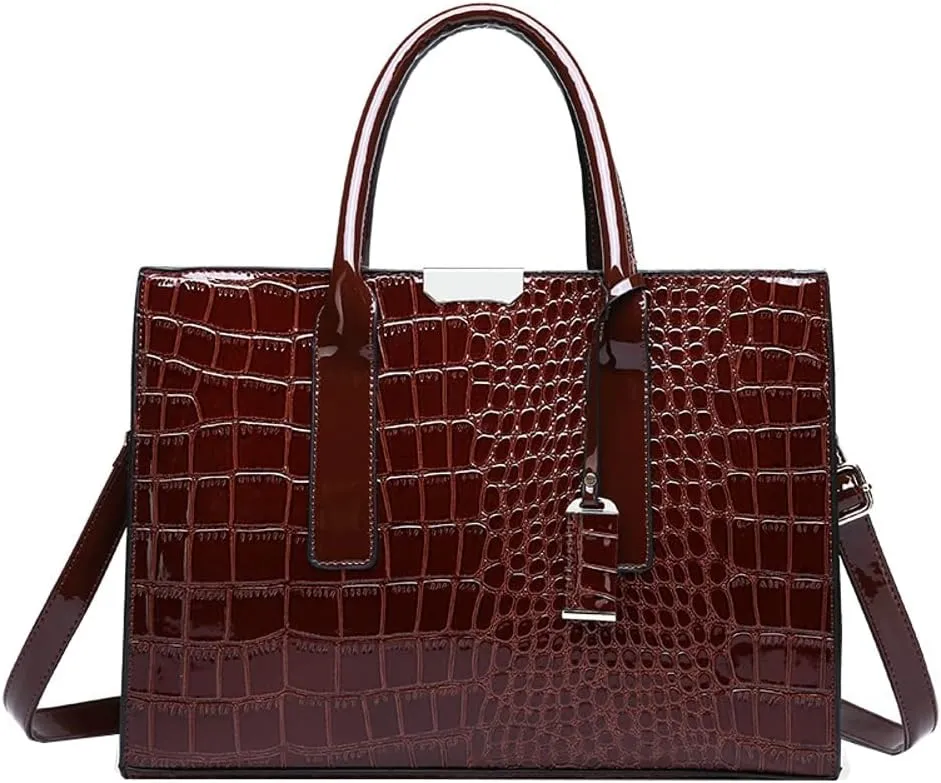 Womens Trendy Working Tote Bags Large Vegan Leather Shoulder Crossbody Purse Handbags Crocodile Satchels 2025