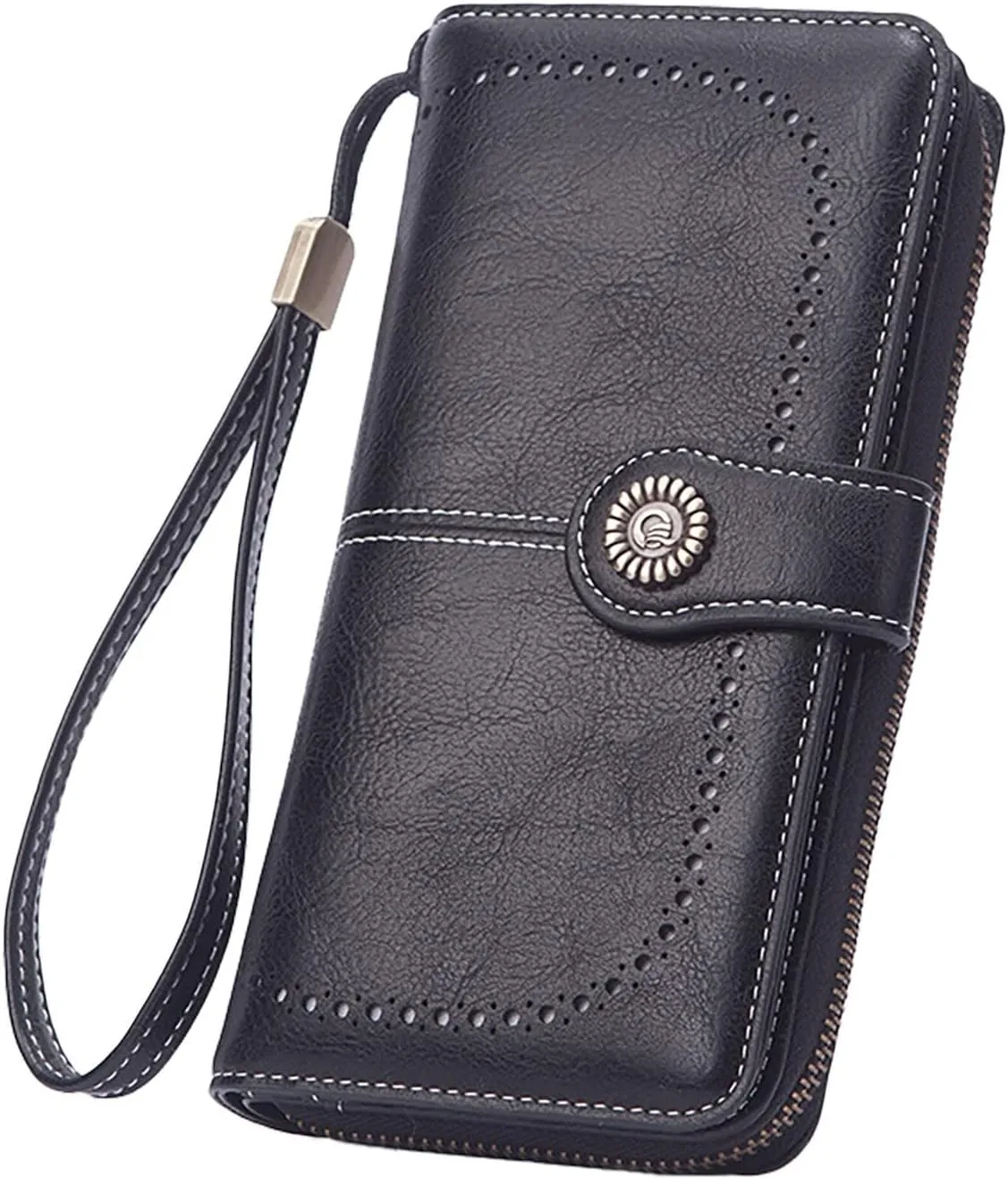 Womens Wallets Small PU Leather Wallets Ladies Wristlet with Card Slots id Window Zipper Coin Purse Holder Purse
