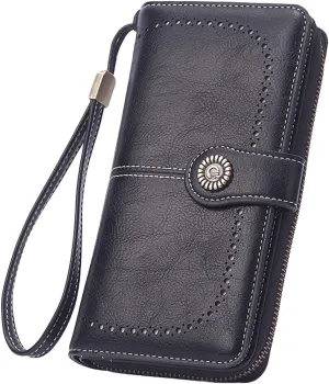 Womens Wallets Small PU Leather Wallets Ladies Wristlet with Card Slots id Window Zipper Coin Purse Holder Purse
