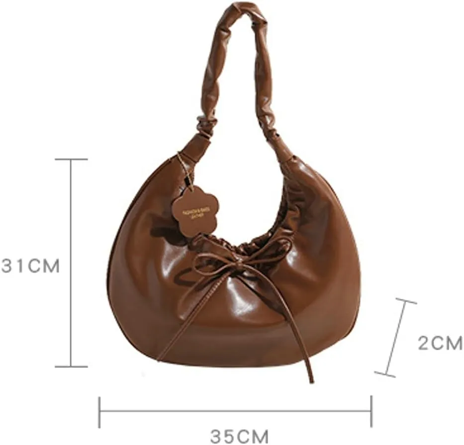 Women's Y2k Purse Trendy Vegan Leatehr Shoulder Bag Pleated Top Handle Handbags Small Dumpling Tote Satchels